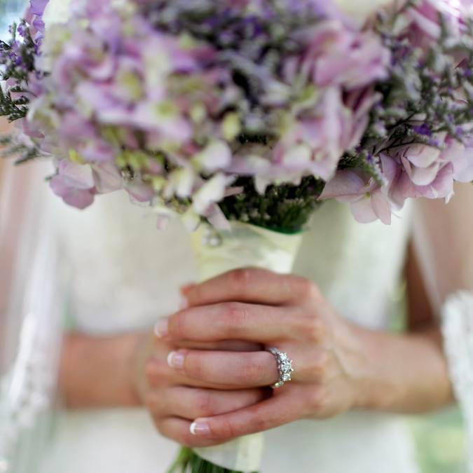 purple flower wedding bouquet